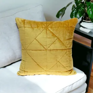 Yellow Chunky Geo Stitched Velvet Decorative Throw Pillow Throw Pillows value buys